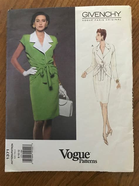 Vogue 1371 Pattern by Givency Paris Original for Misses' 